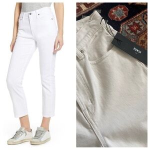 NWT Edwin Bree stone white Crop stove pipe Jeans 26 stretch Made in USA